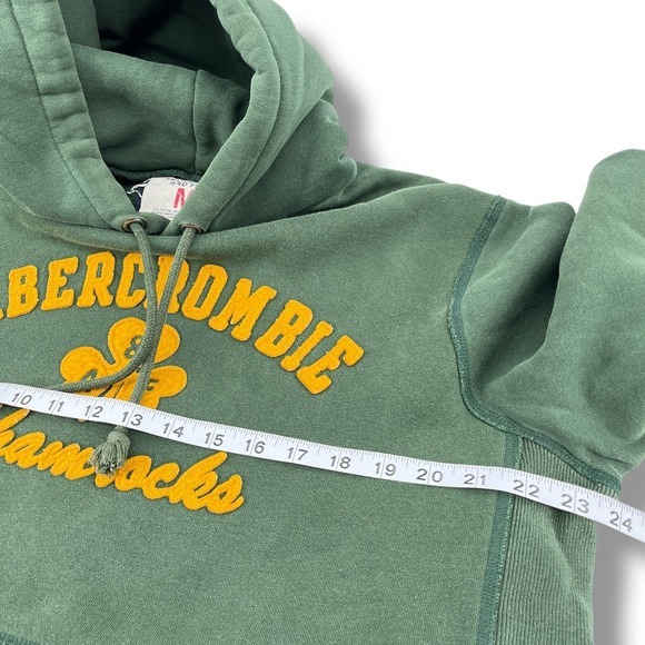 Vintage Abercrombie & Fitch Shamrocks Hoodie Green Gold Medium Y2K Irish Graphic - Picture 4 of 5